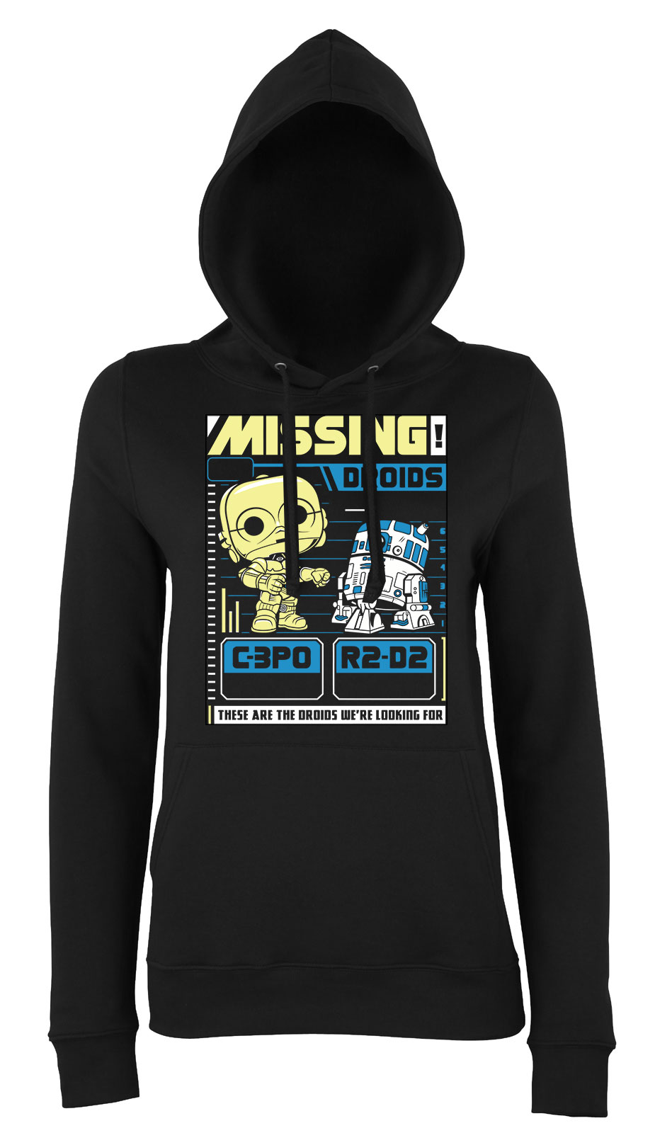 star wars c3po r2d2 Fekete Női Kapucnis Pulóver