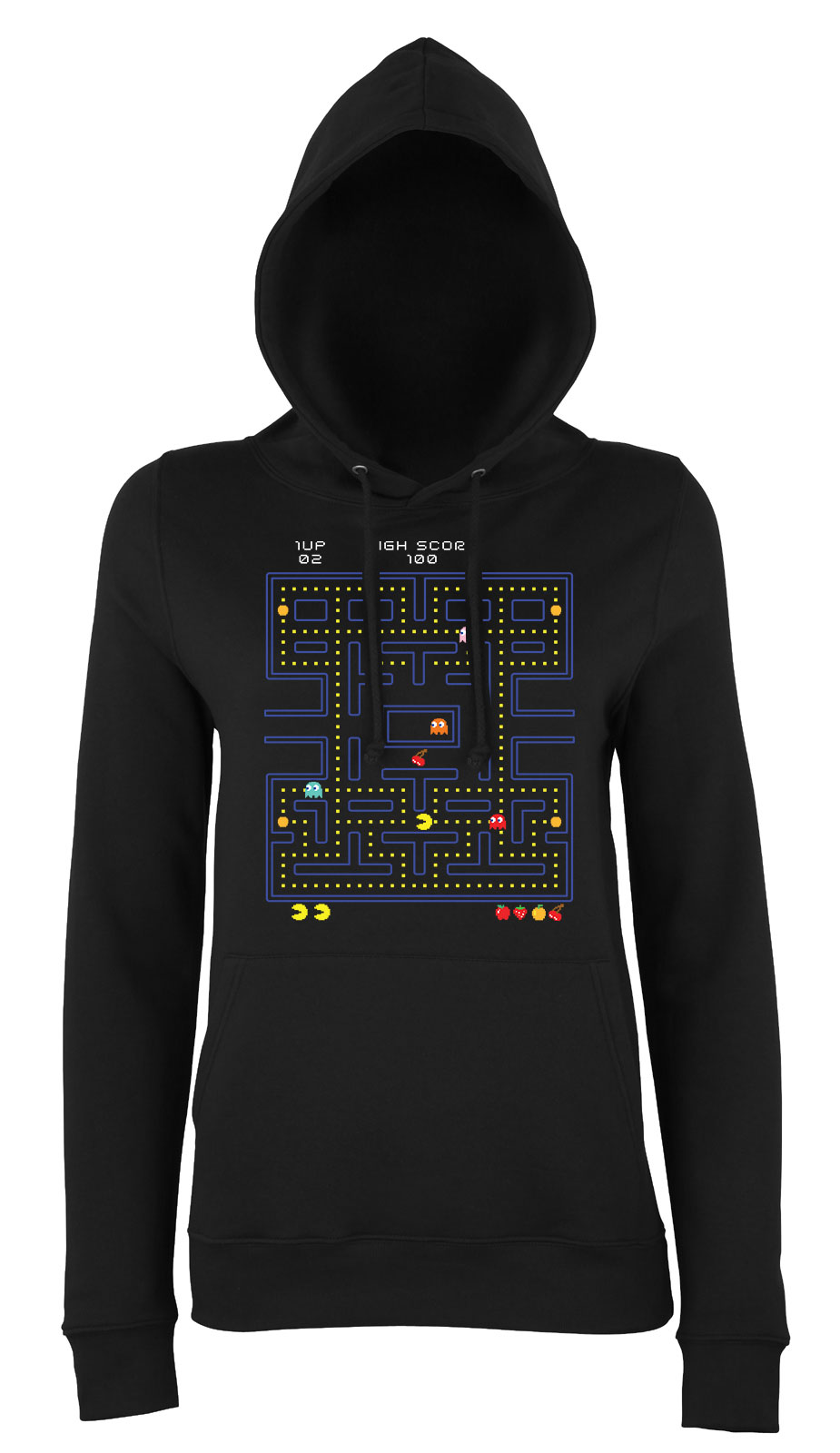 pac man Fekete Női Kapucnis Pulóver