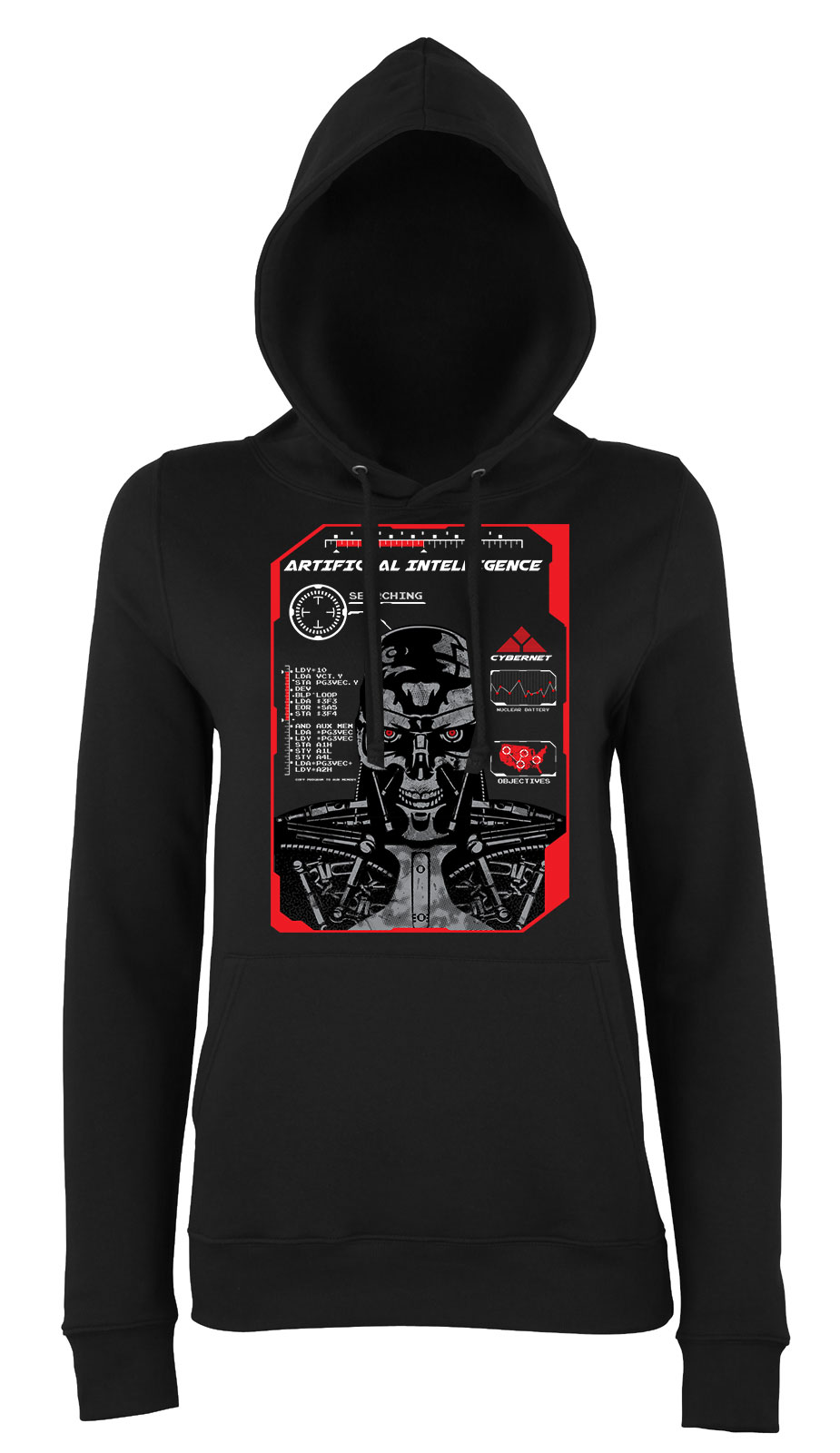 terminator skynet t800 Fekete Női Kapucnis Pulóver
