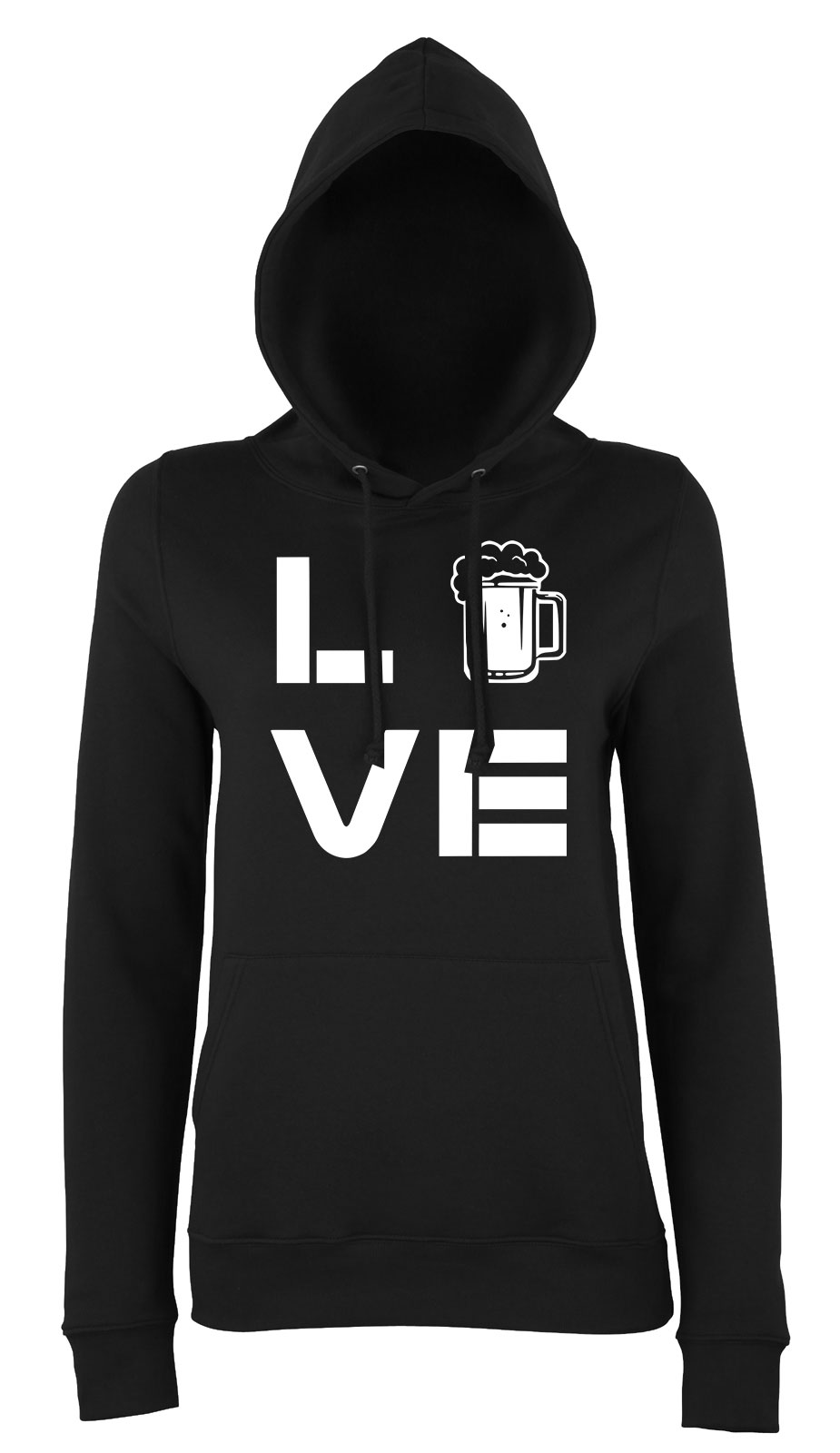 Vicces Sör Love Alkohol Fekete Női Kapucnis Pulóver