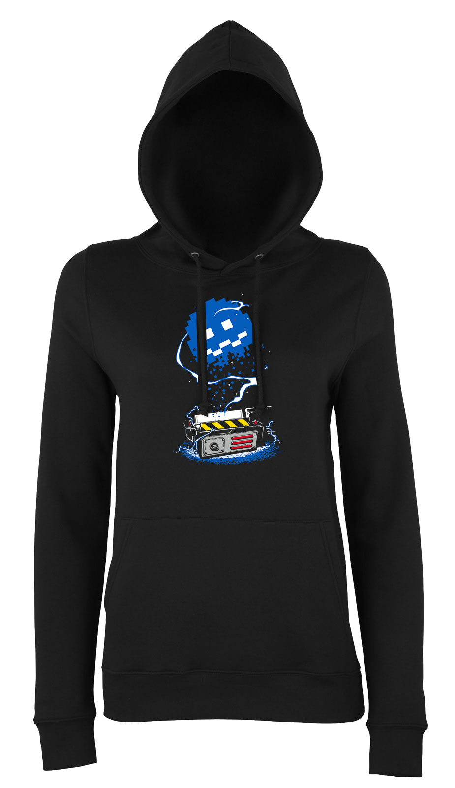 pac man ghost busters humor Fekete Női Kapucnis Pulóver