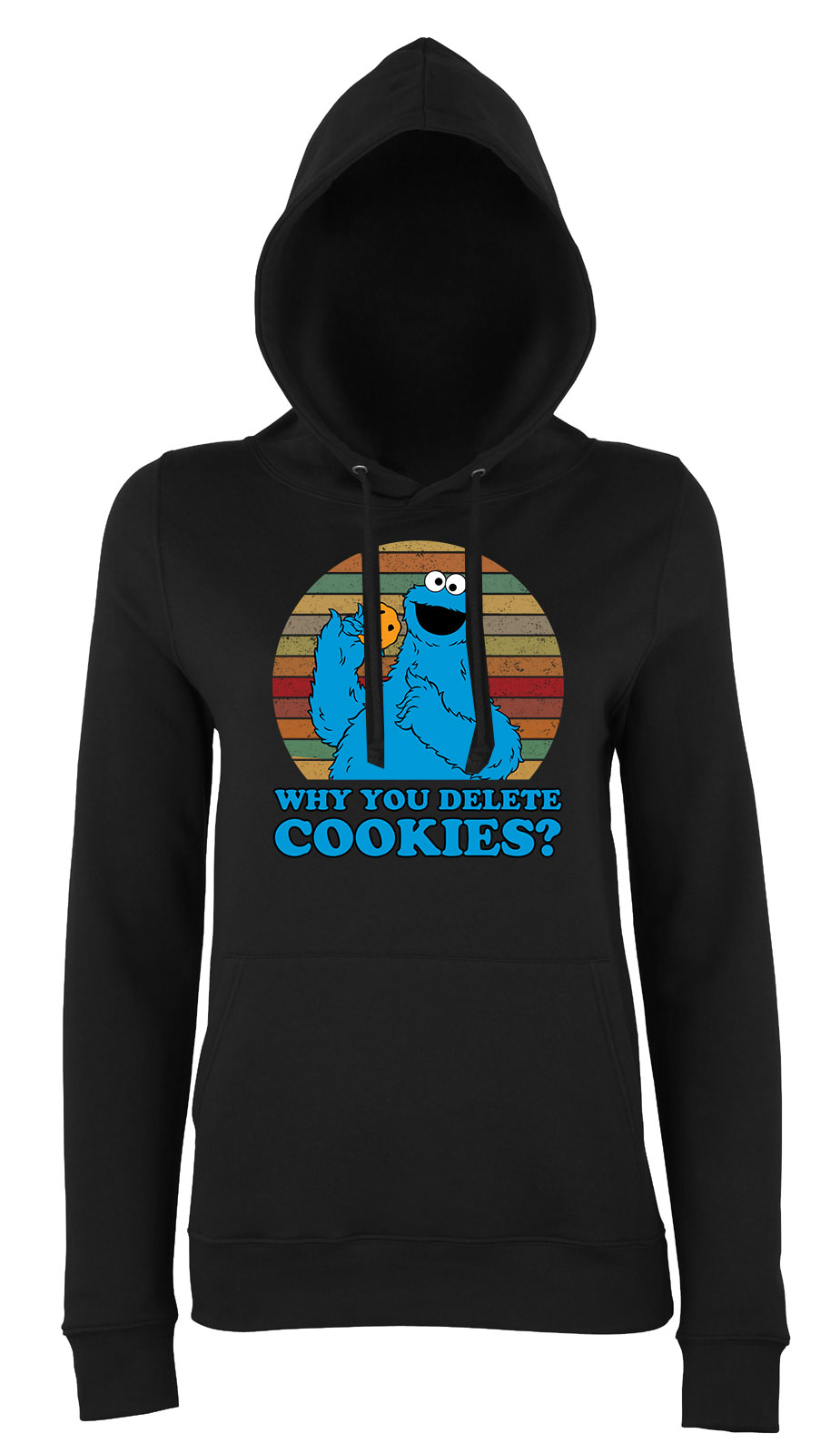 sütiszörny cookie monster Fekete Női Kapucnis Pulóver