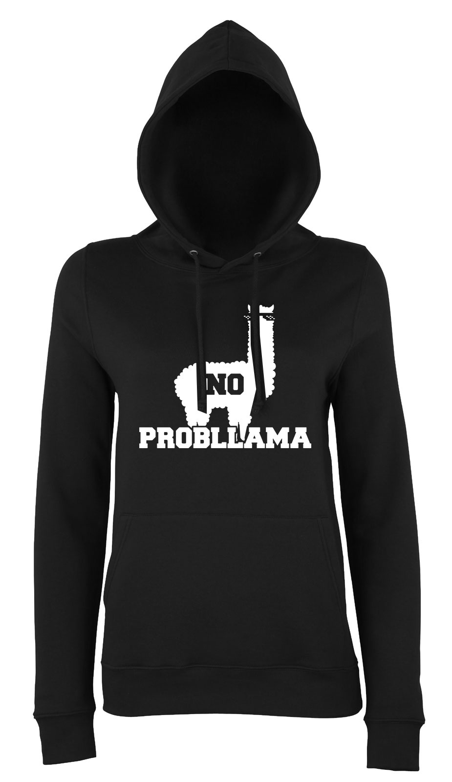 no probllama láma Fekete Női Kapucnis Pulóver