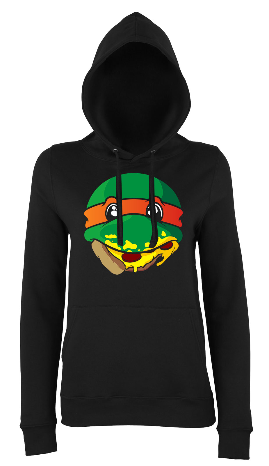 tini ninja teknőcök pizza Fekete Női Kapucnis Pulóver