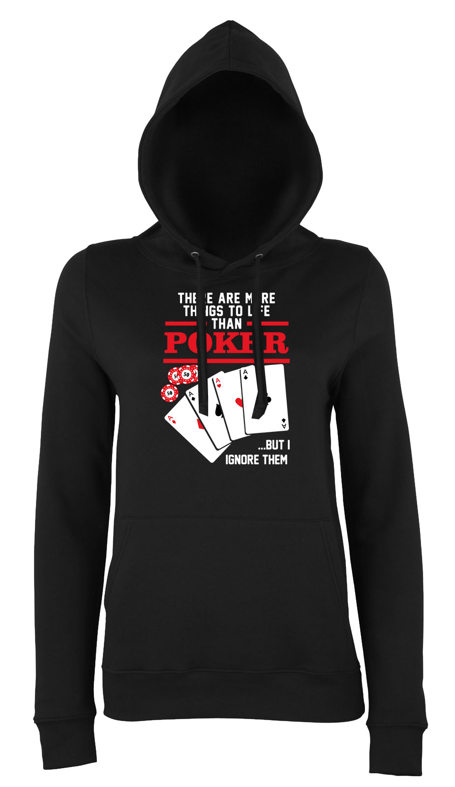 poker Fekete Női Kapucnis Pulóver