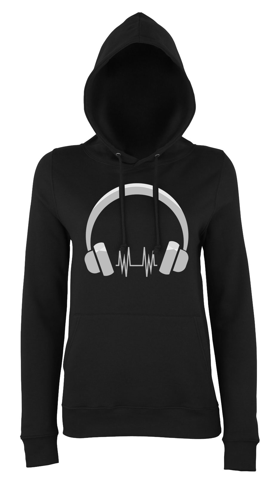 zene music love füllhallgató fejhallgató Fekete Női Kapucnis Pulóver