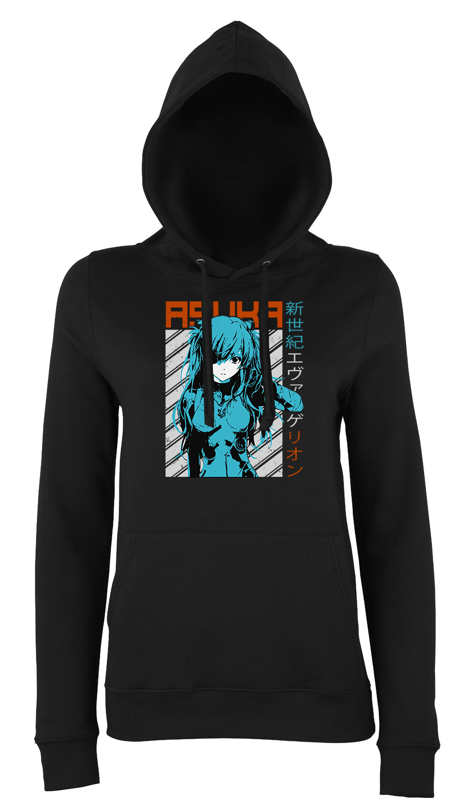 evangelion Fekete Női Kapucnis Pulóver