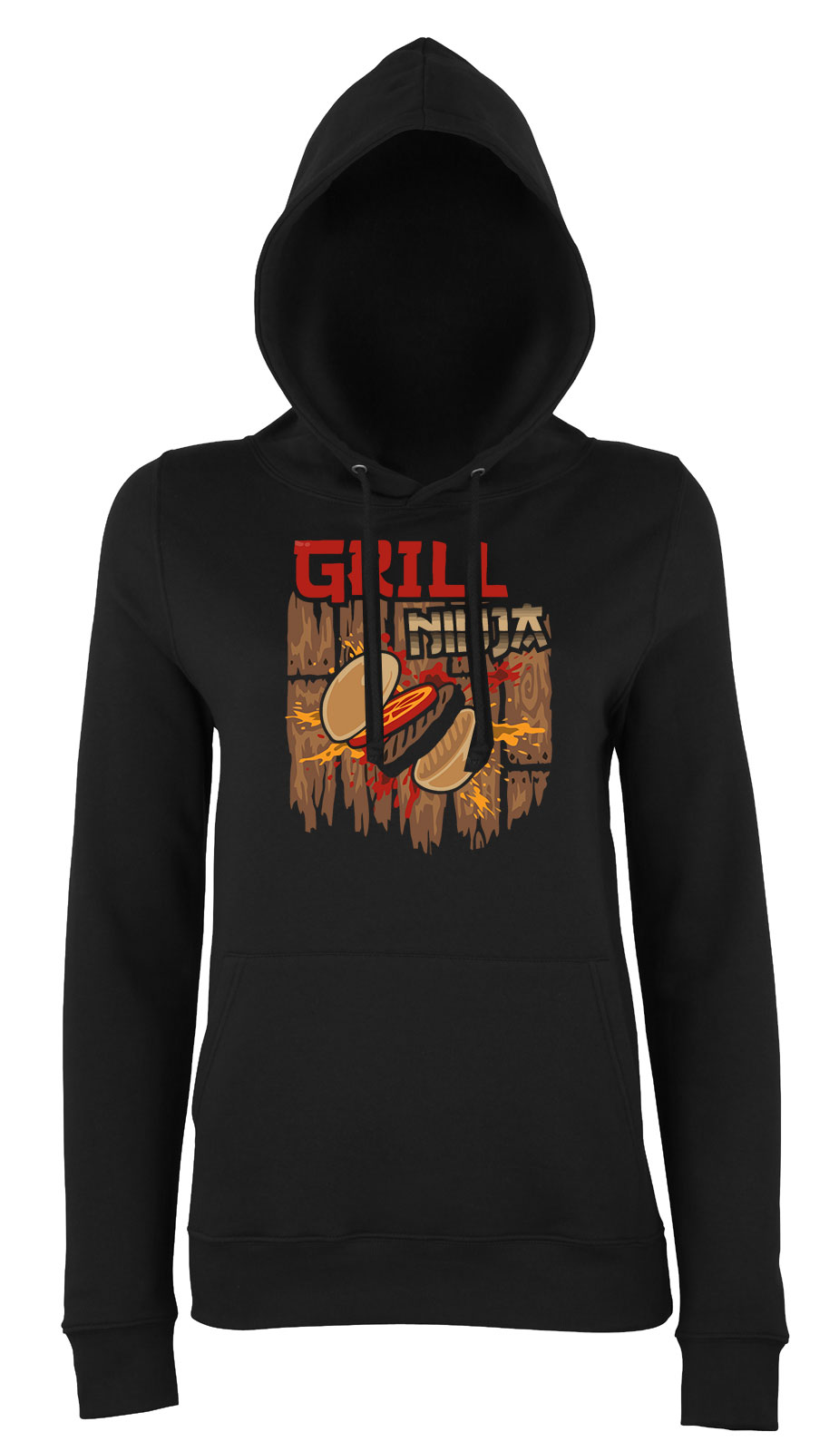 grill grillezés humor Fekete Női Kapucnis Pulóver