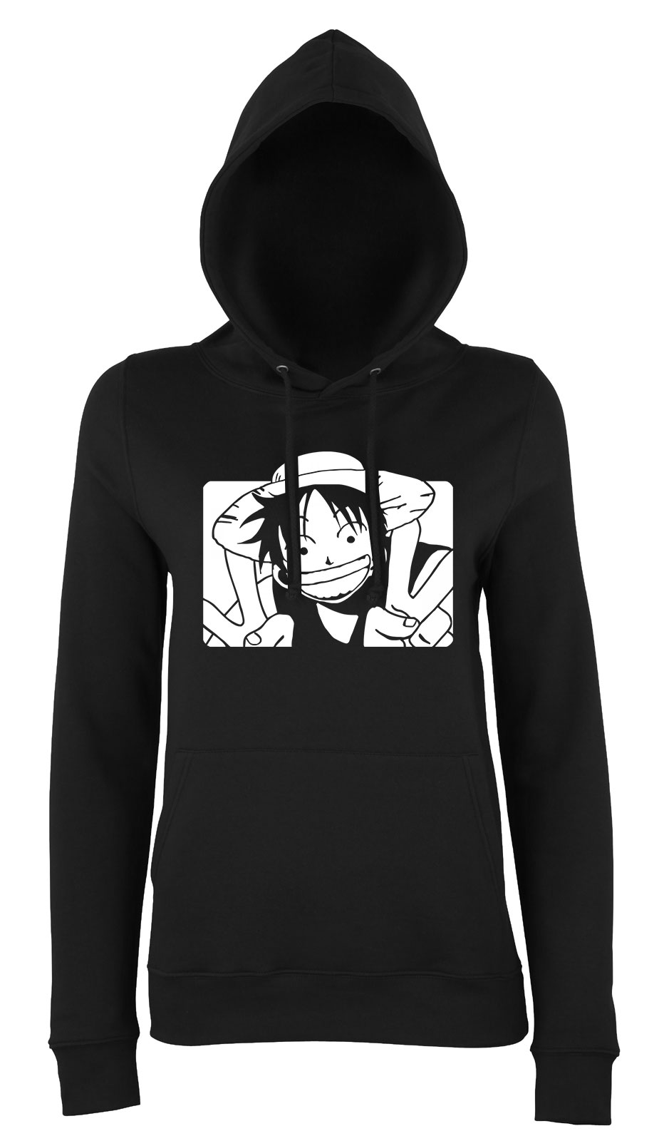 one piece monkey d Fekete Női Kapucnis Pulóver