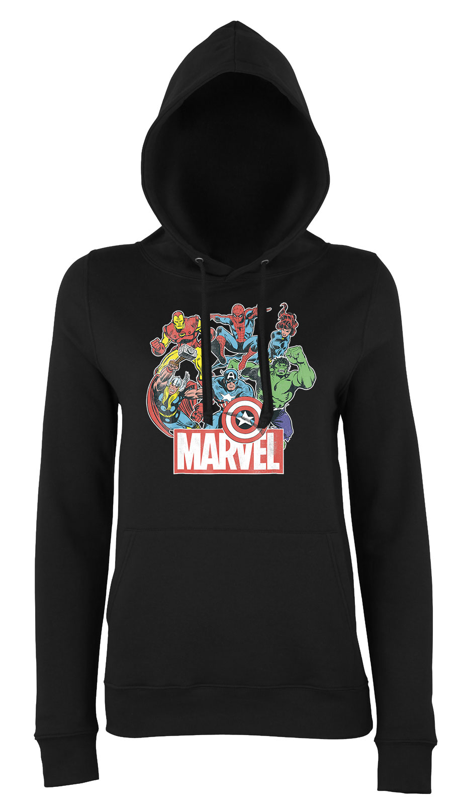 marvel avengers bosszúállók vasember thor pókember Fekete Női Kapucnis Pulóver