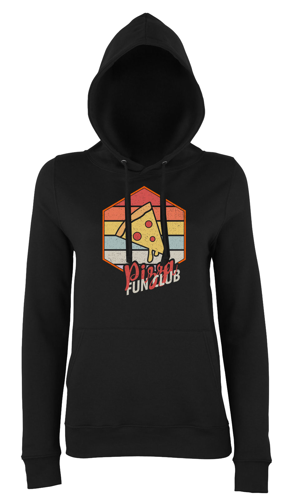 pizza Fekete Női Kapucnis Pulóver