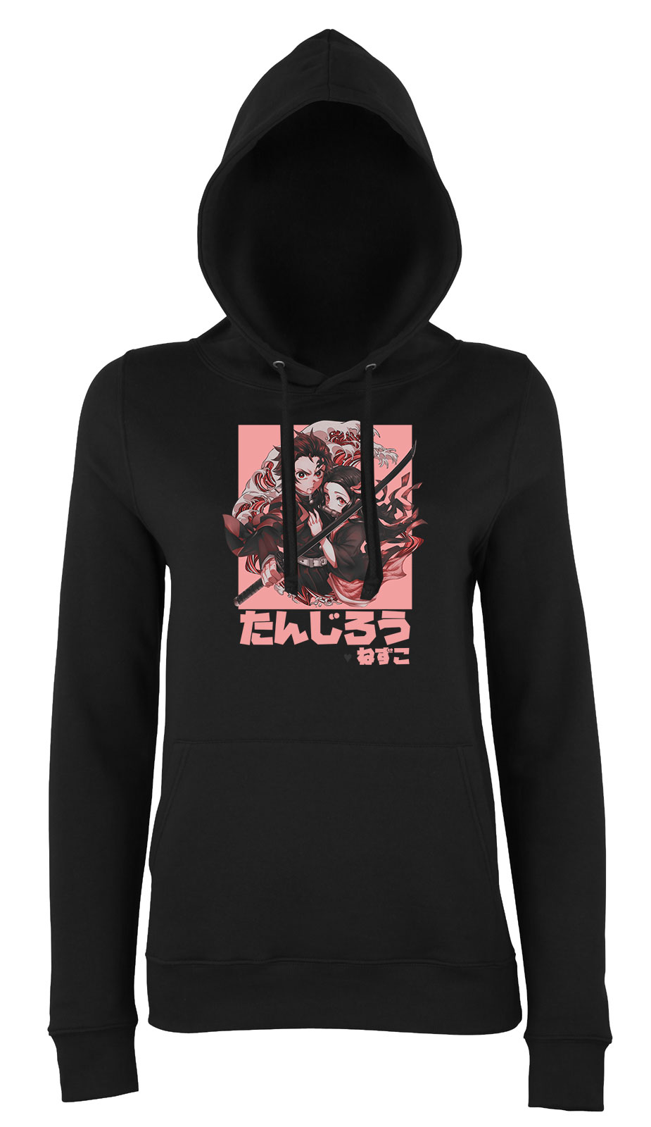 demon slayer tanjiro nezuko Fekete Női Kapucnis Pulóver