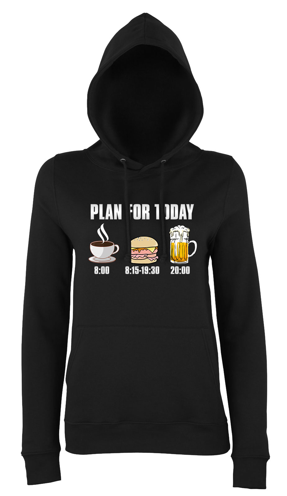 kávé sör hamburger plan Fekete Női Kapucnis Pulóver