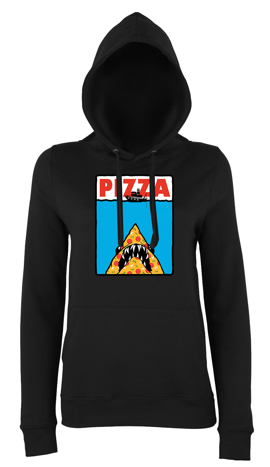 pizza pizza shark cápa Fekete Női Kapucnis Pulóver