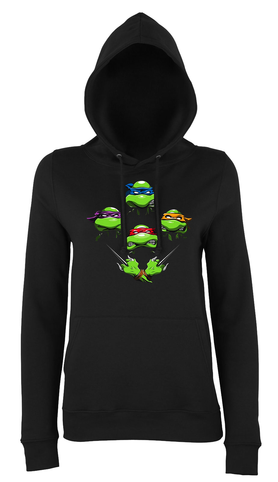 tini ninja teknőcök tmnt turtles Fekete Női Kapucnis Pulóver