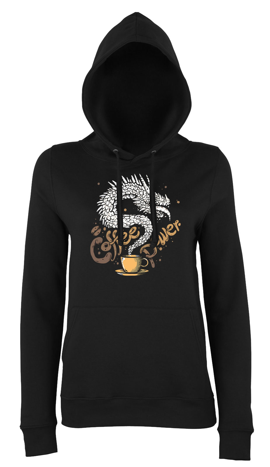 kávé coffee Fekete Női Kapucnis Pulóver
