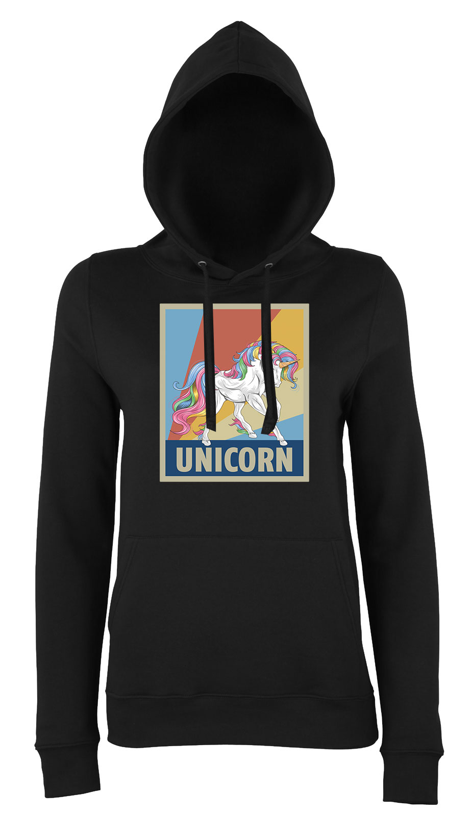 unikornis unicorn Fekete Női Kapucnis Pulóver