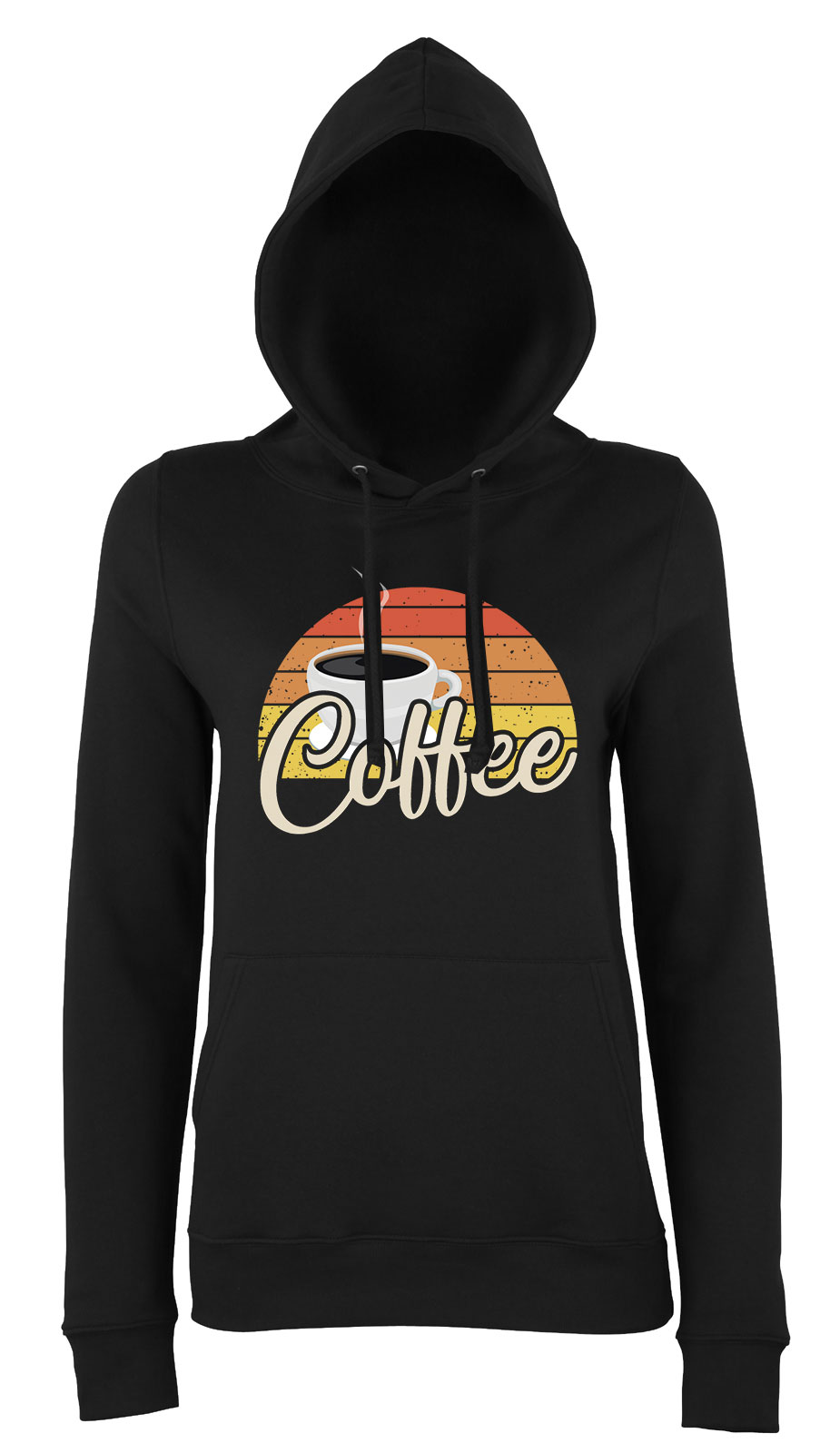 kávé coffee Fekete Női Kapucnis Pulóver