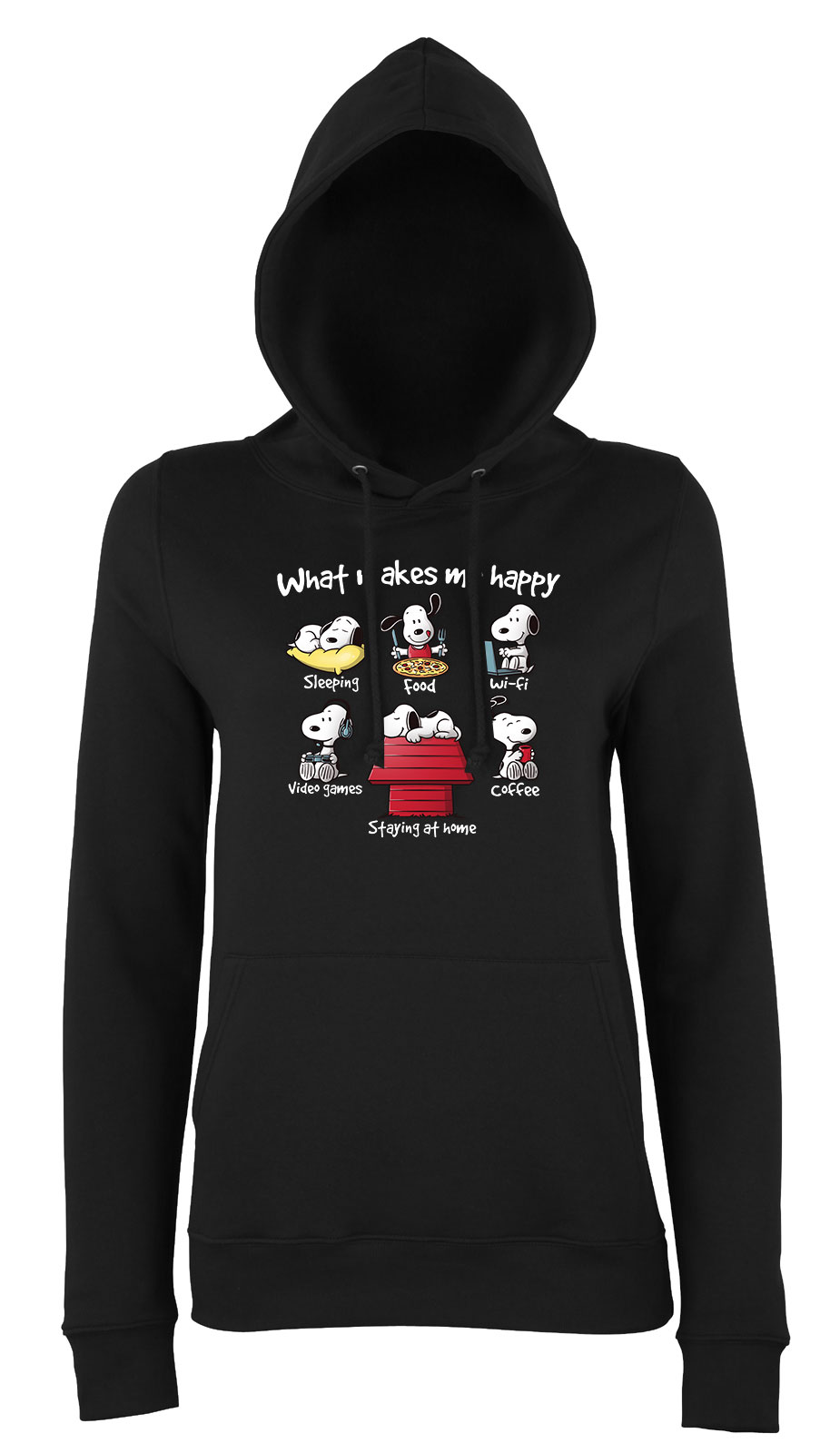 snoopy kutya boldogság Fekete Női Kapucnis Pulóver