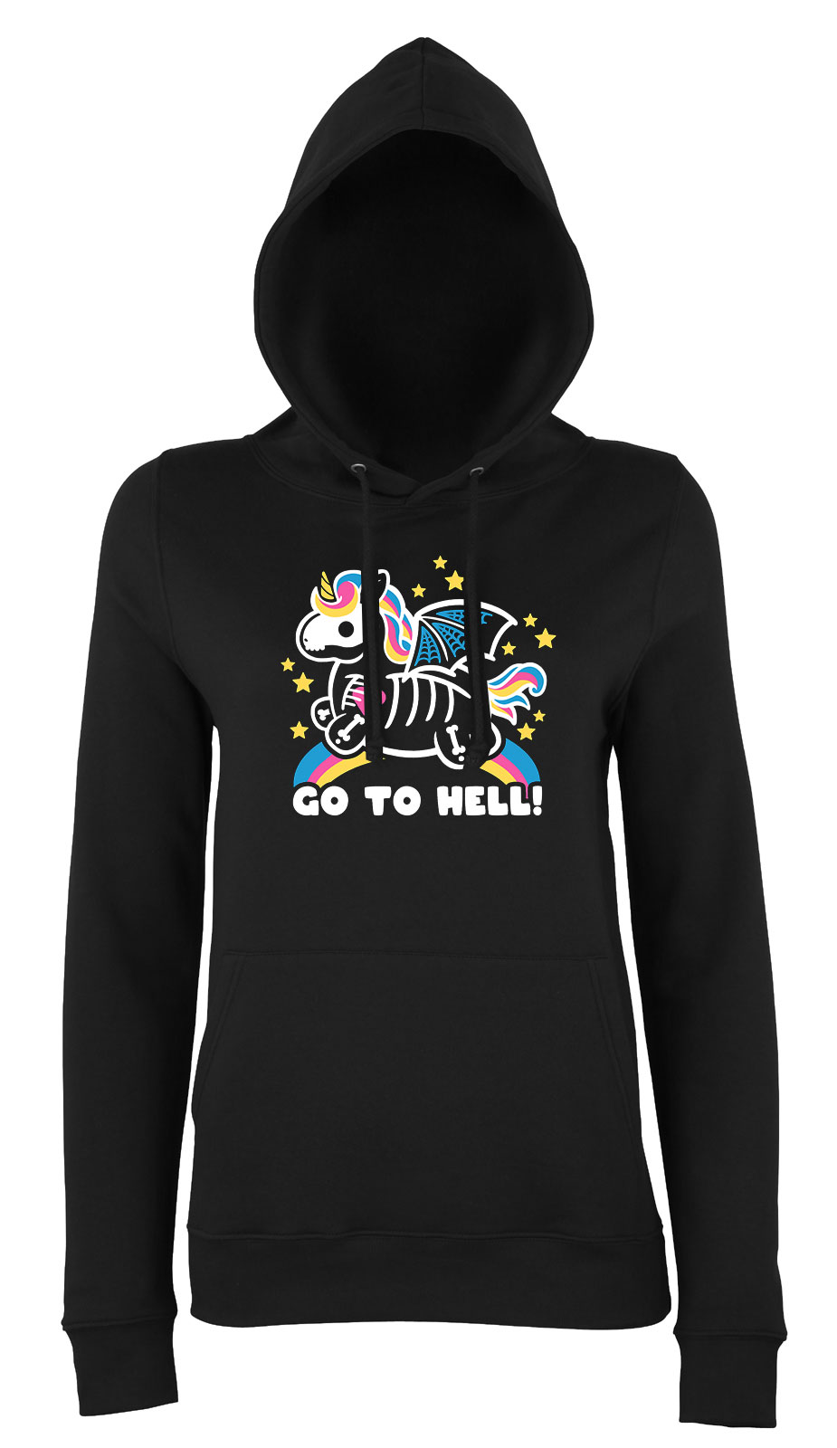 go to hell Fekete Női Kapucnis Pulóver