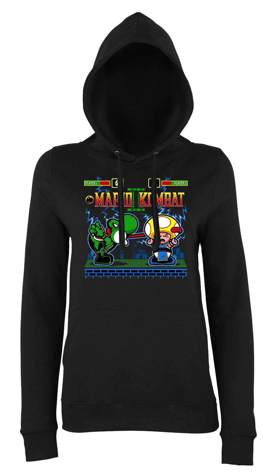 super mario Fekete Női Kapucnis Pulóver