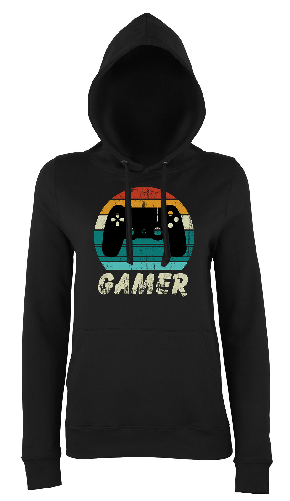 gamer Fekete Női Kapucnis Pulóver