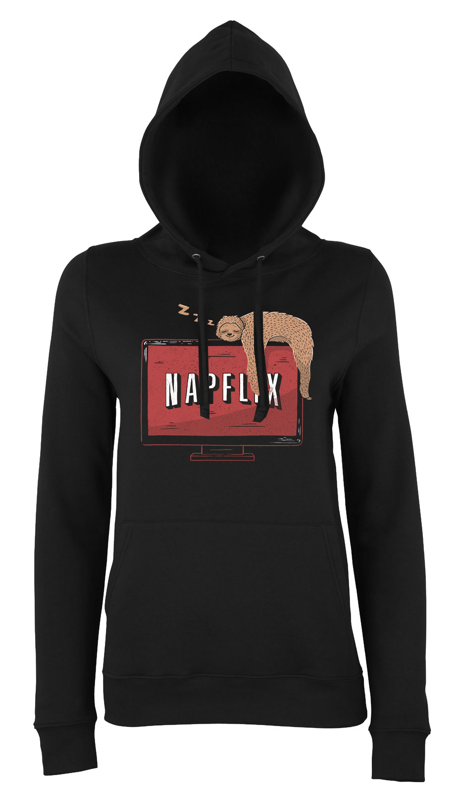 napflix netflix lajhár lusta Fekete Női Kapucnis Pulóver