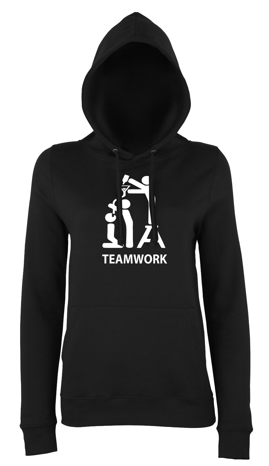 teamwork csapatmunka humor Fekete Női Kapucnis Pulóver