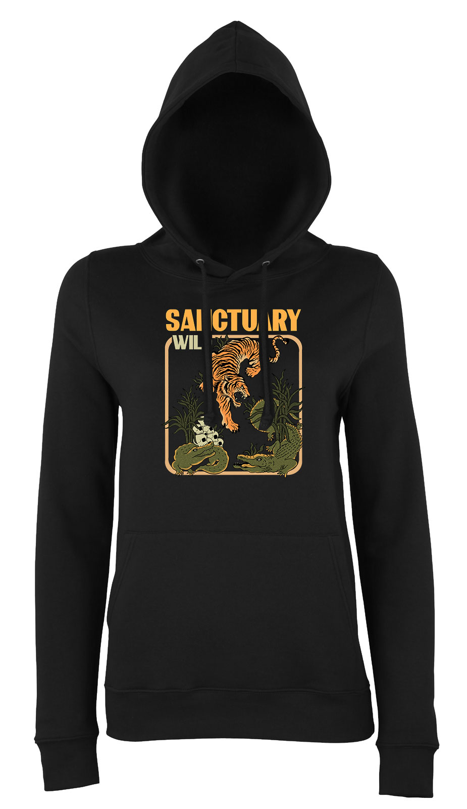 Tigrises tigris Fekete Női Kapucnis Pulóver