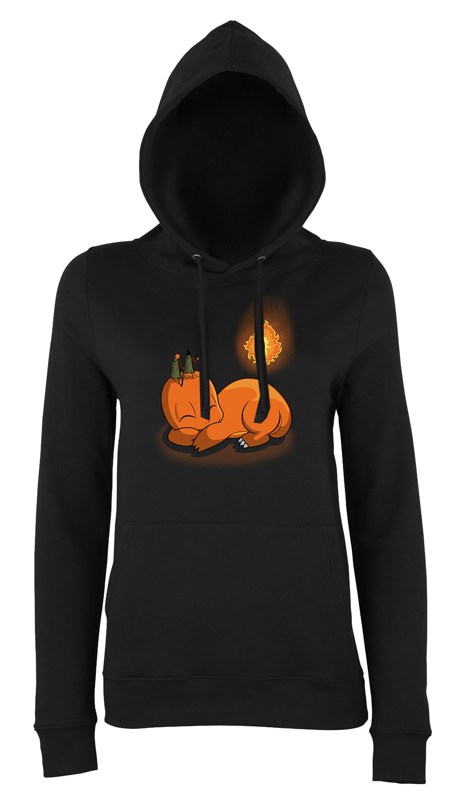 Charmander chauron gyűrűk ura Fekete Női Kapucnis Pulóver