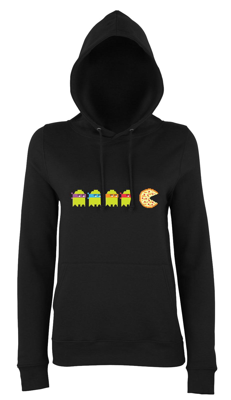 tini ninja teknőcök pac man Fekete Női Kapucnis Pulóver