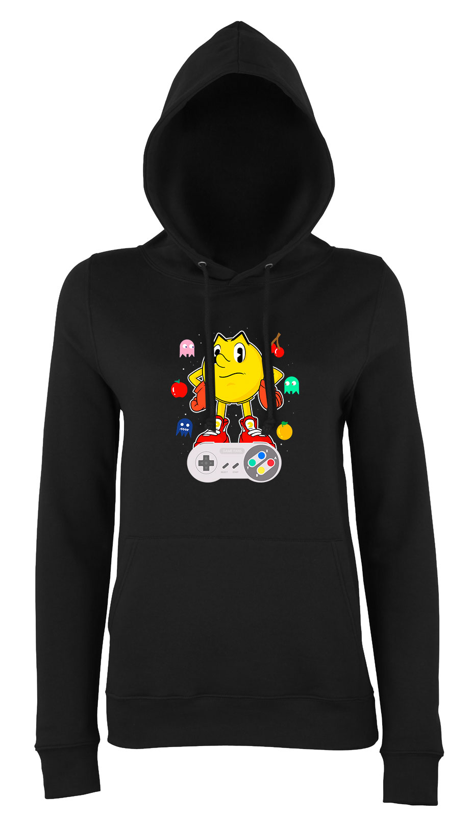 pacman Fekete Női Kapucnis Pulóver