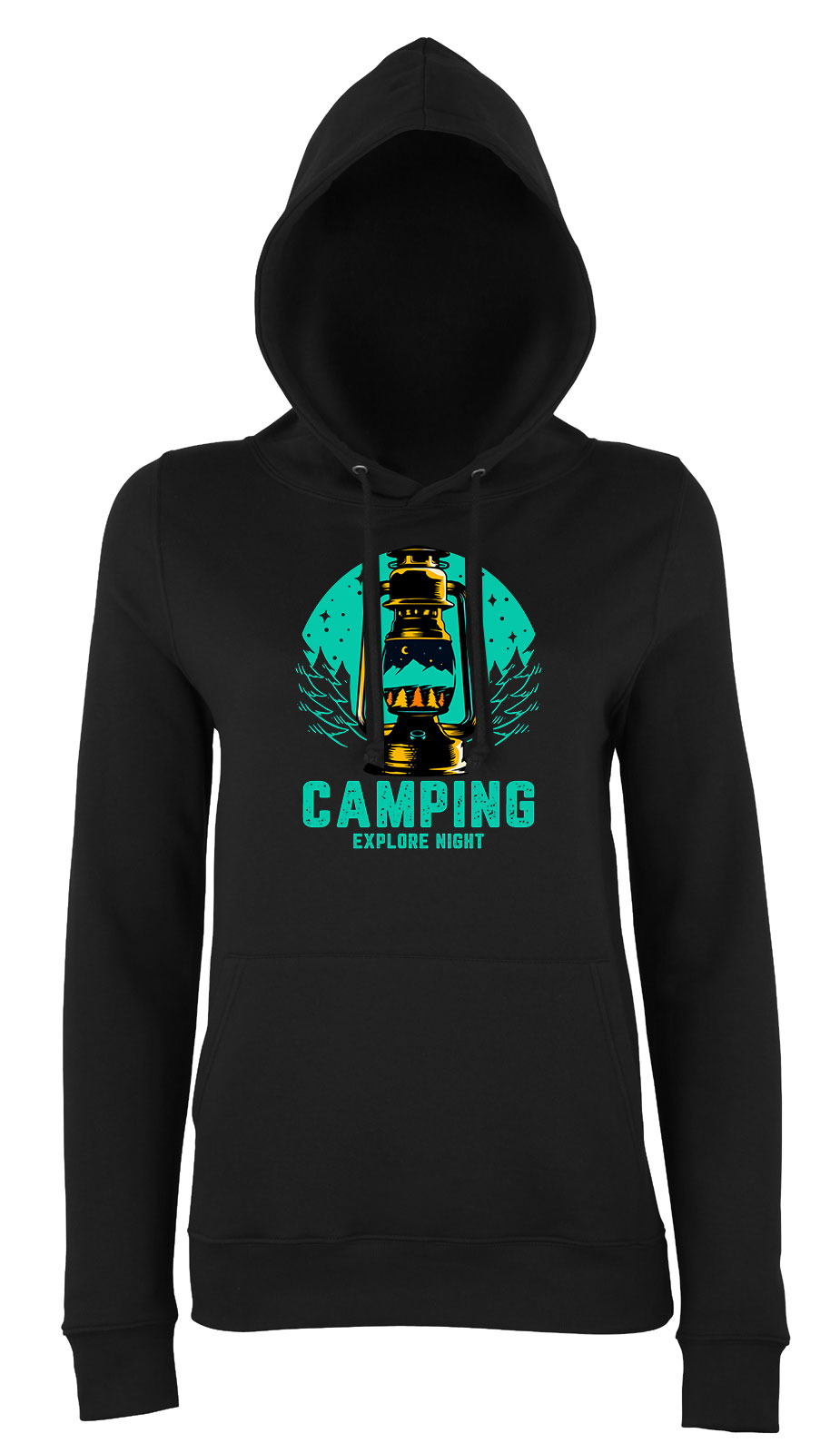 kemping kempingezés camping Fekete Női Kapucnis Pulóver