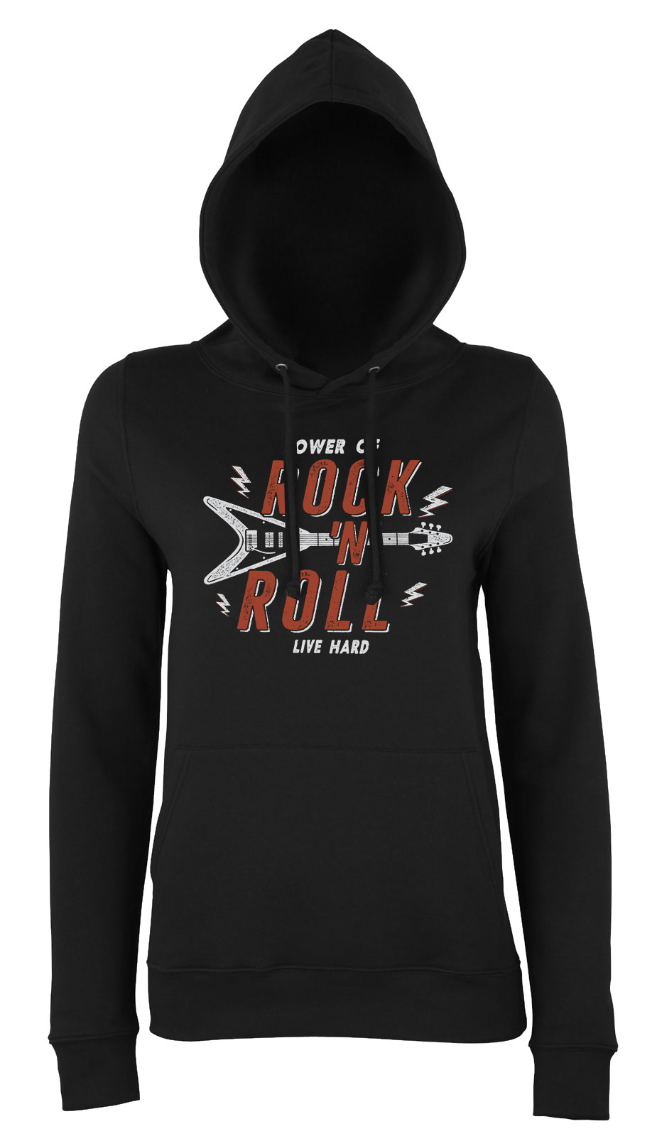 Rock And Roll Fekete Női Kapucnis Pulóver