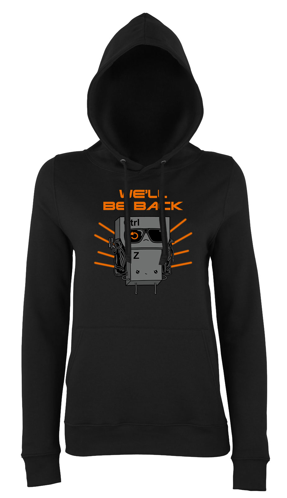 we will be back terminator ctrl z Fekete Női Kapucnis Pulóver
