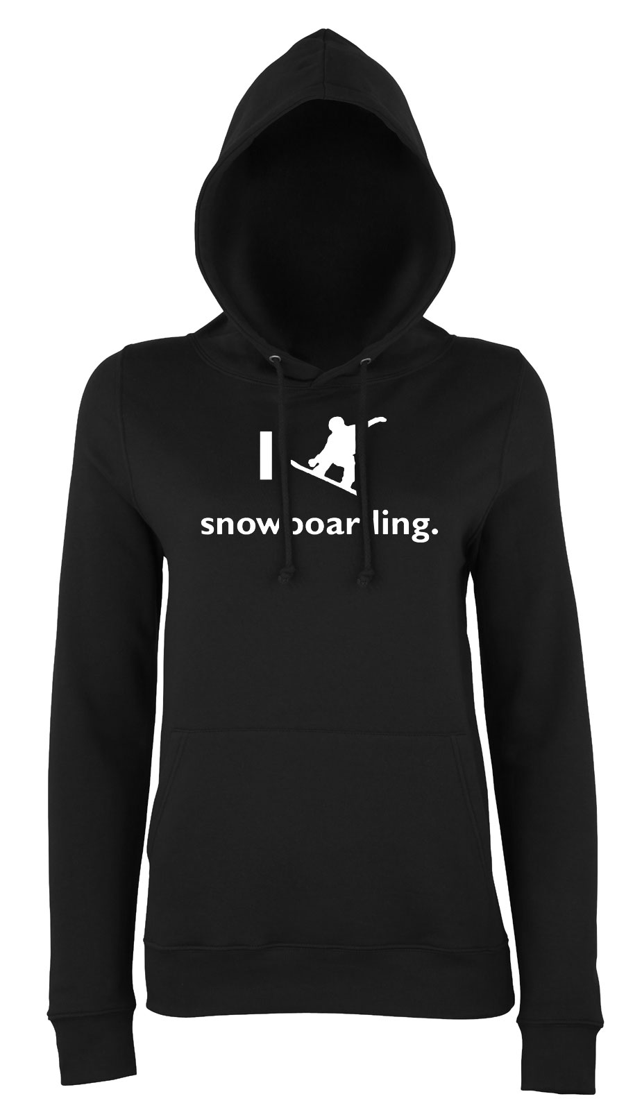 i love snowboard Fekete Női Kapucnis Pulóver