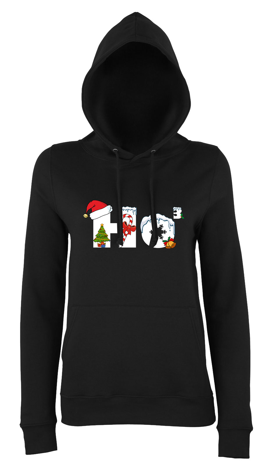 karácsony ho ho ho Fekete Női Kapucnis Pulóver
