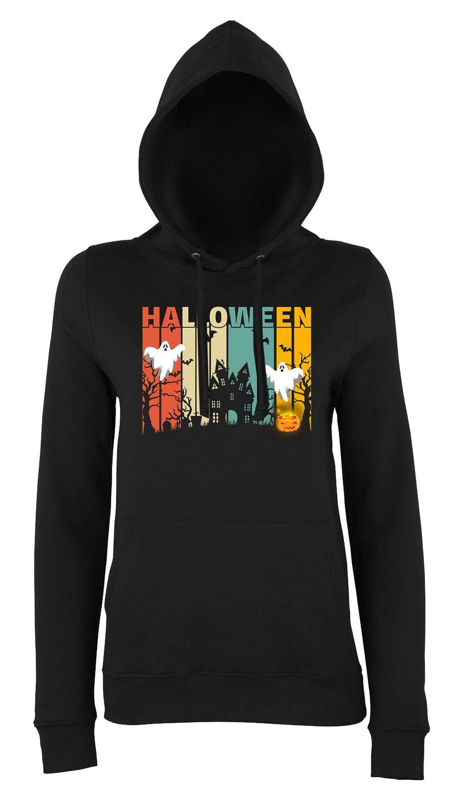 halloween Fekete Női Kapucnis Pulóver