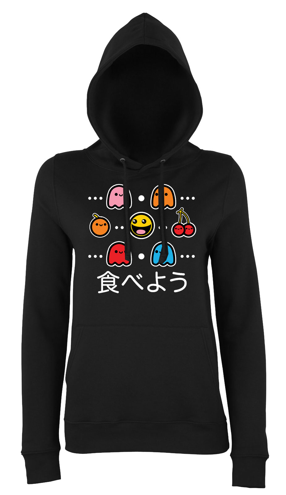 pac man japán Fekete Női Kapucnis Pulóver