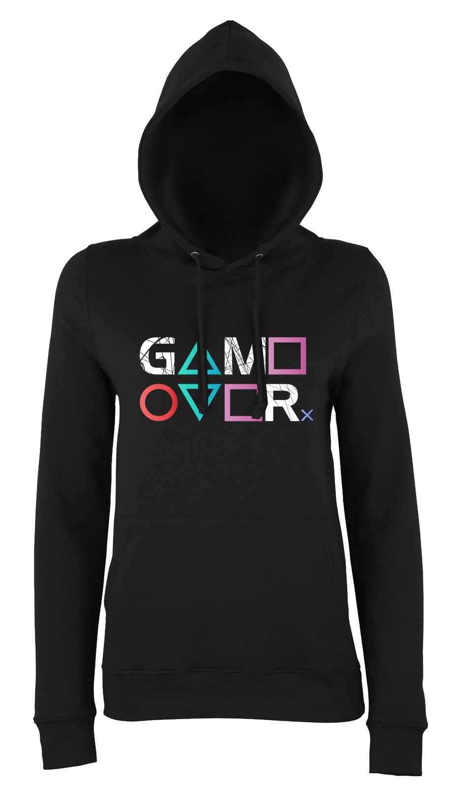 playstation ps4 ps5 gamer game over Fekete Női Kapucnis Pulóver