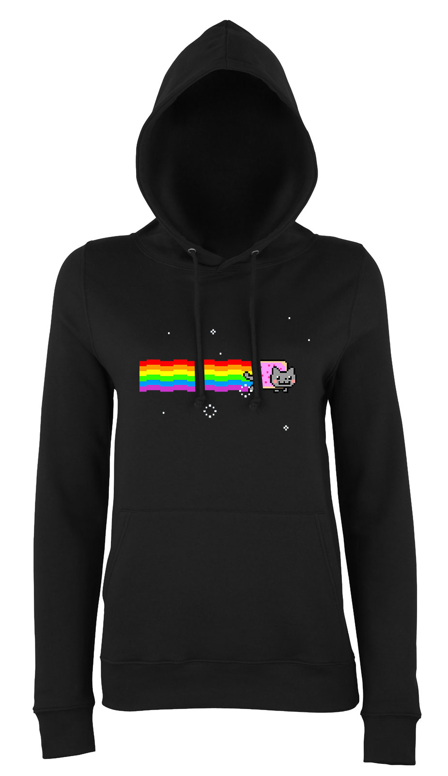 nyam cat macska Fekete Női Kapucnis Pulóver