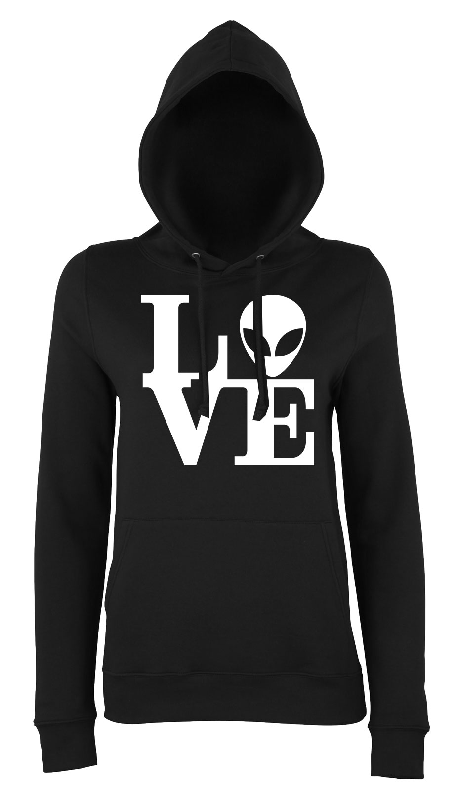 ufo love Fekete Női Kapucnis Pulóver