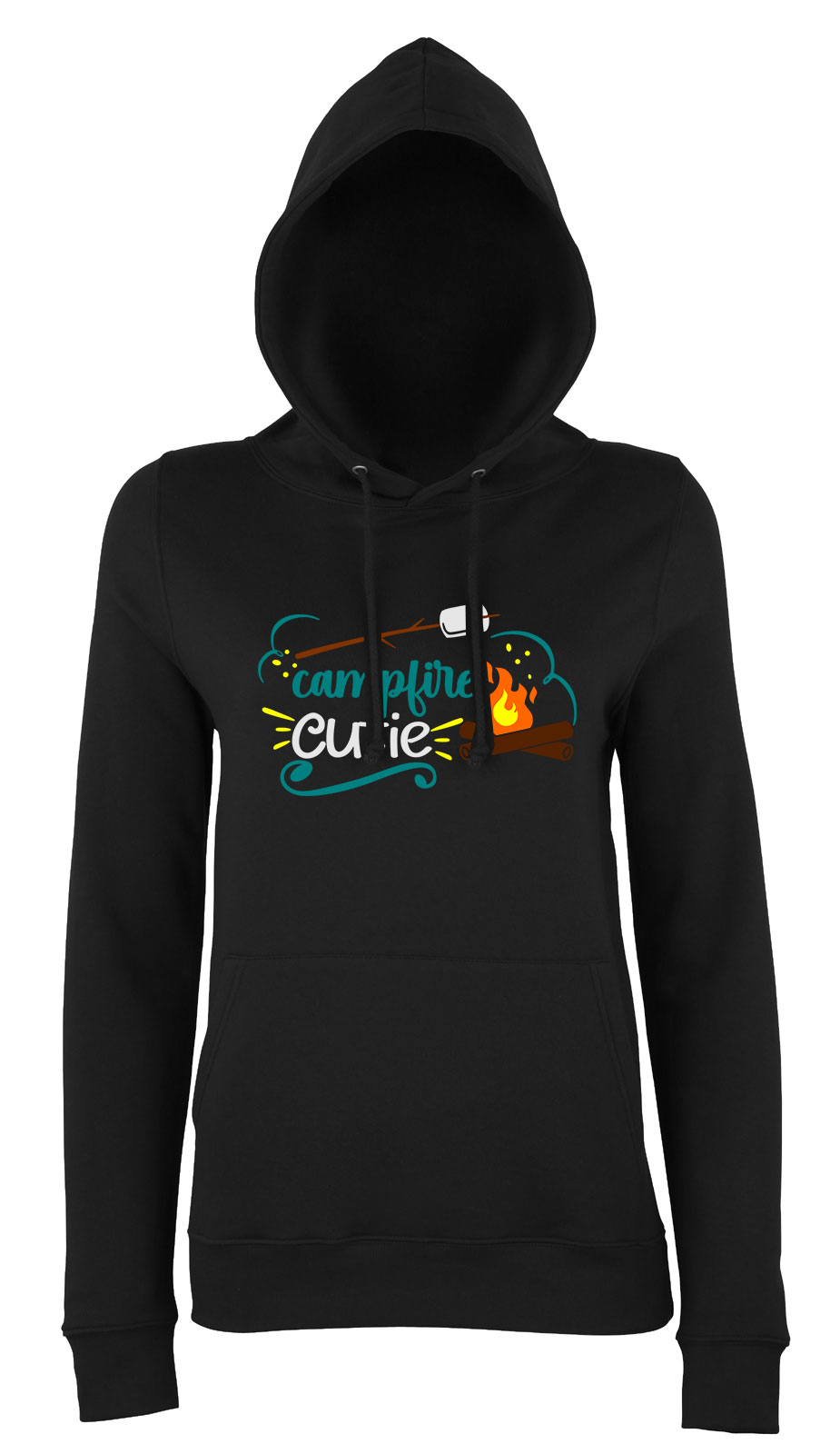 campfire camping kemping Fekete Női Kapucnis Pulóver