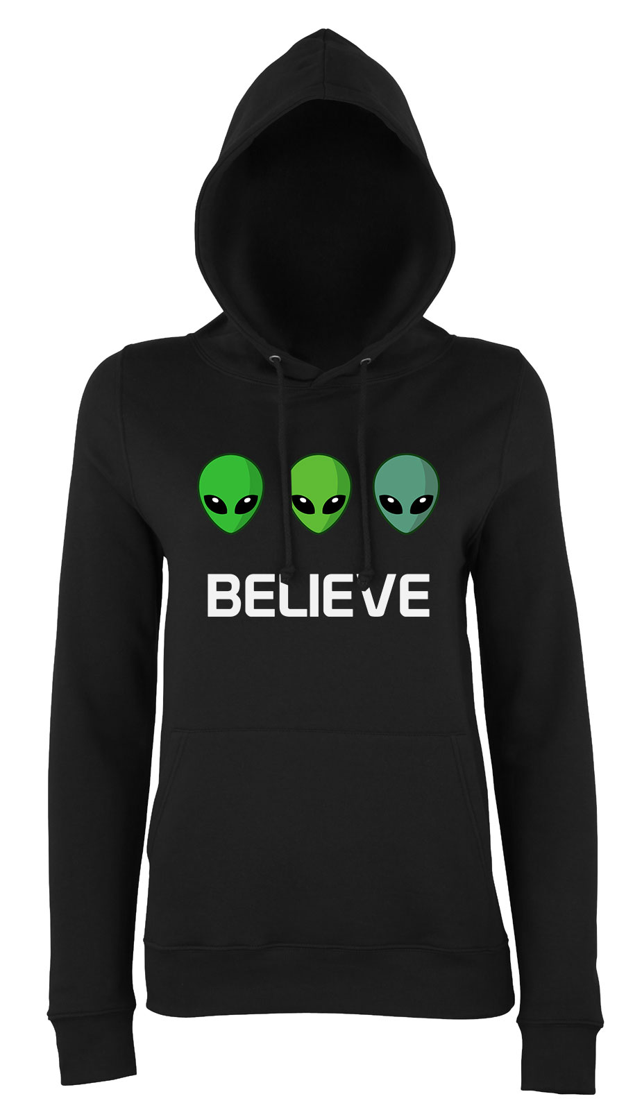 ufo believe Fekete Női Kapucnis Pulóver