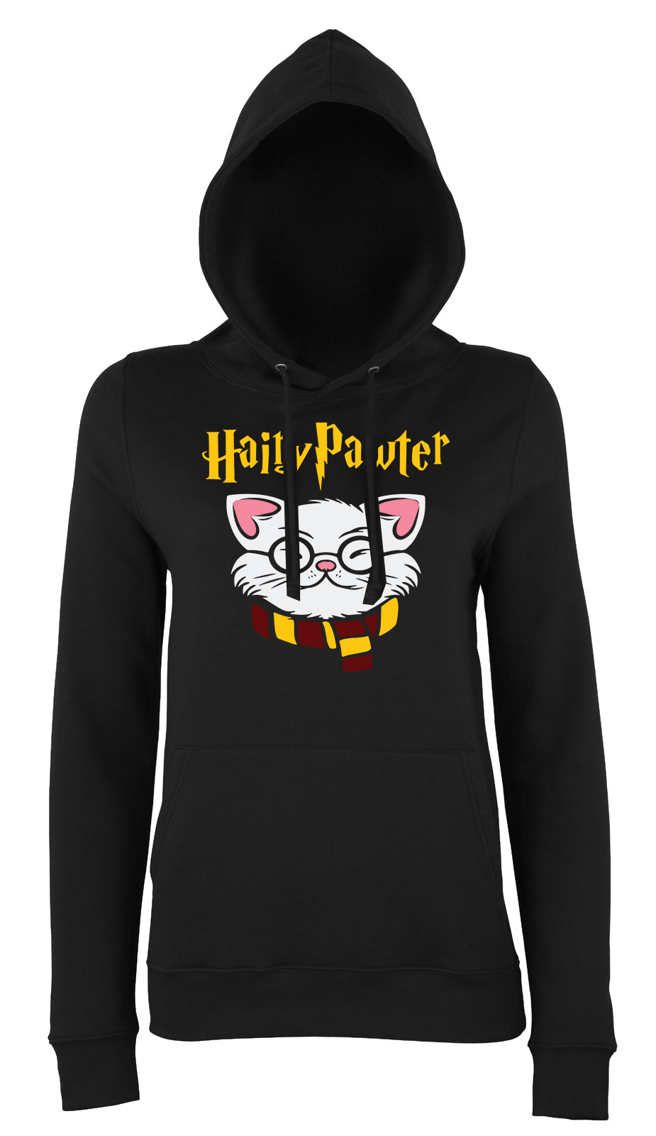 macska macskás cica cicás harry potter Fekete Női Kapucnis Pulóver