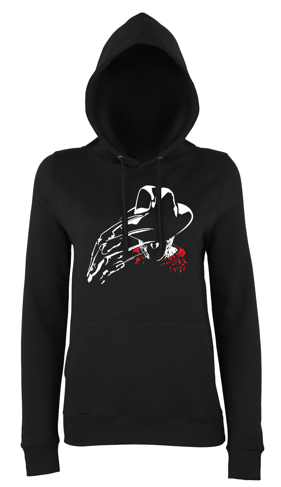 horror freddy krueger Fekete Női Kapucnis Pulóver
