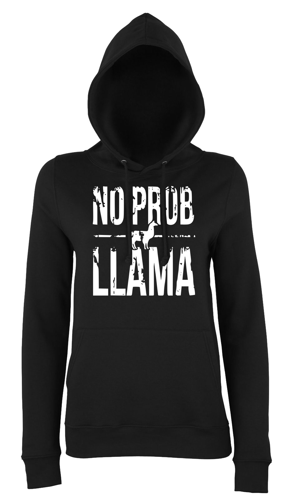 no probllama láma Fekete Női Kapucnis Pulóver