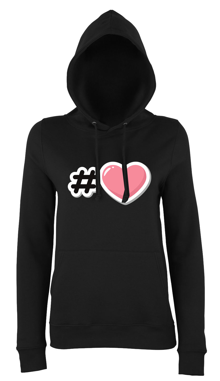 heart szív Fekete Női Kapucnis Pulóver