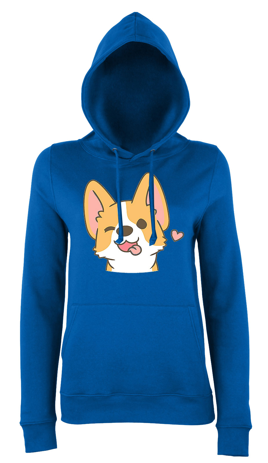 corgi korgi kutya Kék Női Kapucnis Pulóver