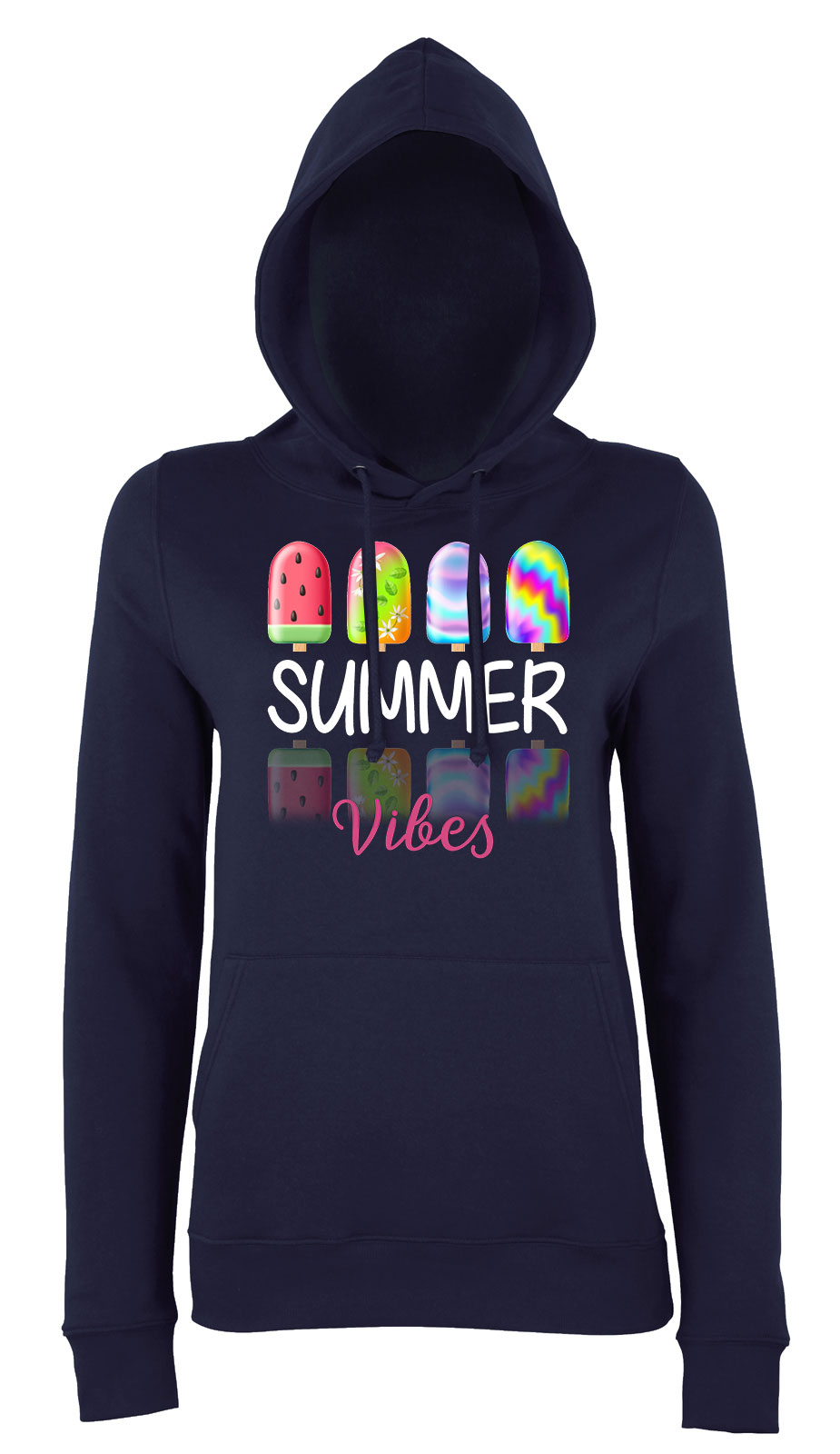 summer vibes fagyi fagyis nyár Sötétkék Női Kapucnis Pulóver